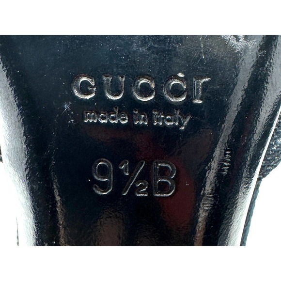 Gucci GG Logo Guccissima White Gold Horsebit D'Orsay Black Canvas Heels US 9.5 - Picture 8 of 9